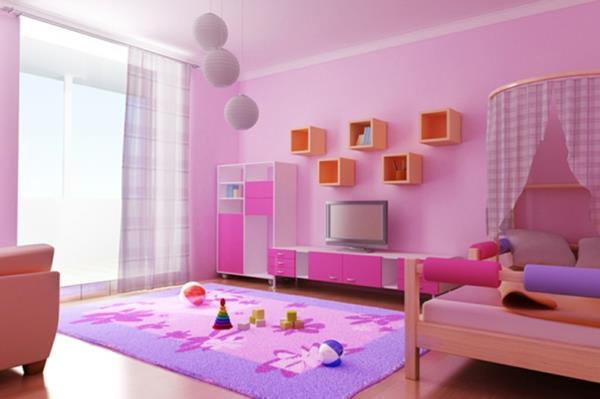 Wnętrze pokoju dziecięcego w jasnych kobiecych kolorach