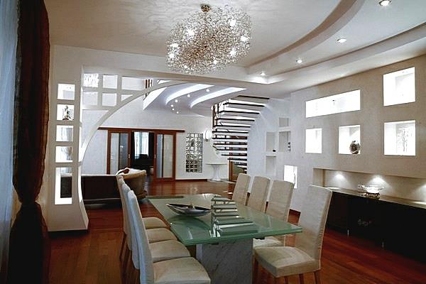 plafond design salon plafond suspendu éclairage intégré lumineux