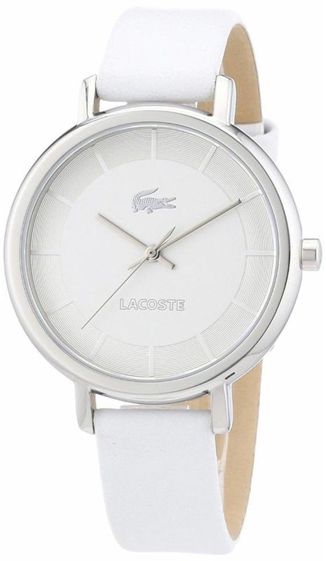 Montres dames de créateurs Lacoste montre-bracelet en cuir dames blanc