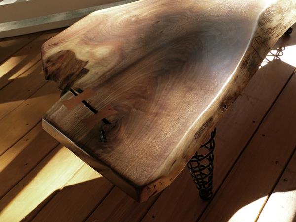 Table à manger design pieds de table en bois naturel spirale table à manger