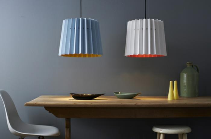 Lampes design bleu orange blanc