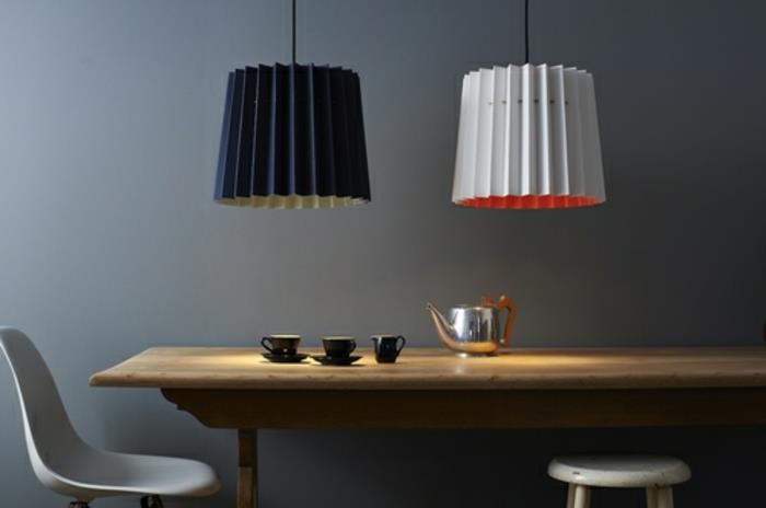 Lampes design abat-jour indigo bleu bébé suspendu thé