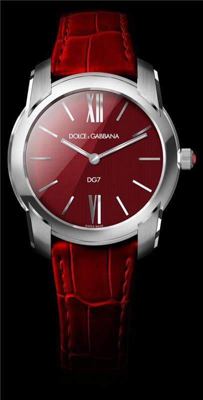 Dolce & Gabbana montre femme design montre-bracelet en cuir femme rouge