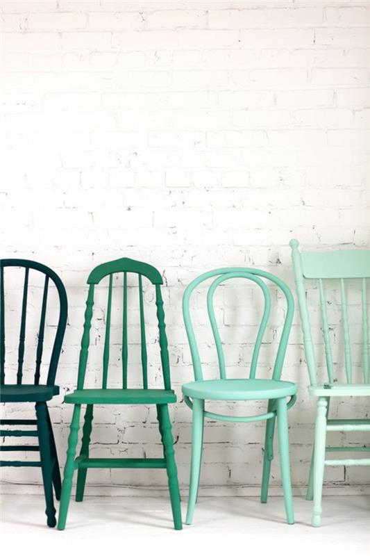Chaises de salle à manger chaises en bois look rétro chaises ergonomiques vertes