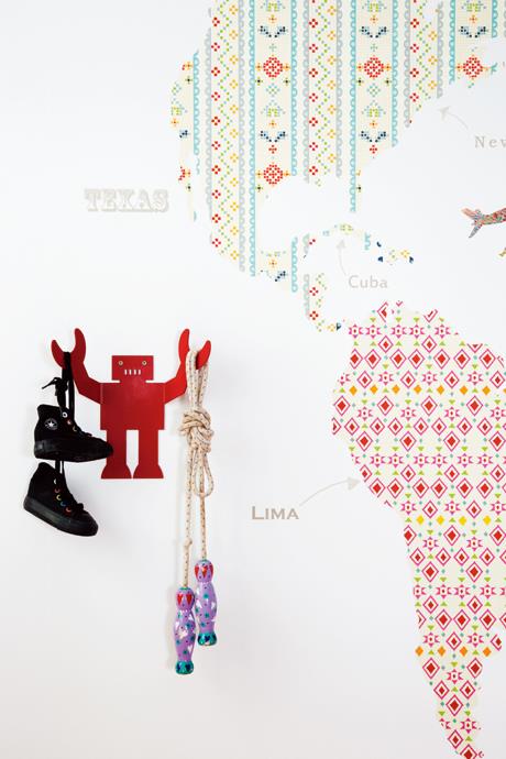 Stickers muraux colorés carte dessins crochets muraux pour chambre d'enfants carte