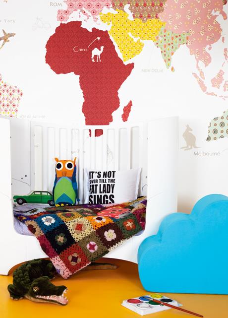 Stickers muraux colorés carte dessins carte de lit de chambre d'enfant en bas âge