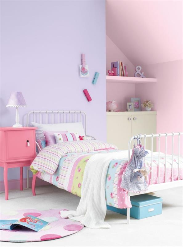 Pomysły na kolory dziewczęcy fioletowy różowy żłobek dekorujący pokój dziecinny