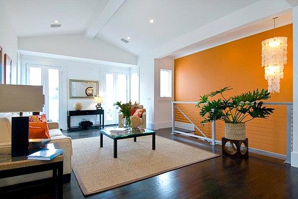 Palety kolorów i strategie projektowania wnętrz pomarańczowy dywan