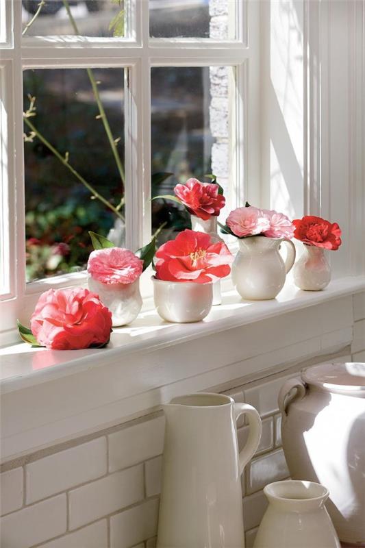 Décorer le rebord de la fenêtre pour l'été - des idées fraîches pour toutes les fleurs de pivoine d'intérieur dans des vases