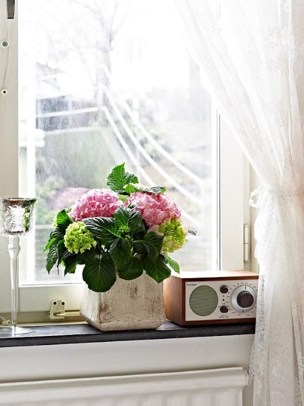 Décorer le rebord de la fenêtre pour l'été - des idées fraîches pour tous les intérieurs idées rétro fleurs hortensias