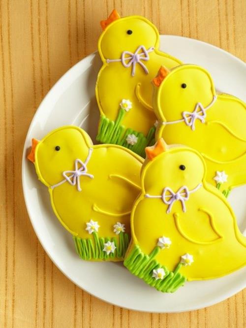 Świąteczne pomysły na dekorację Wielkanocny żółty cukier piskląt