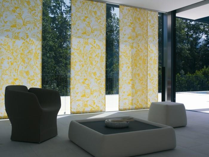 Panneaux de rideaux salon moderne motif jaune