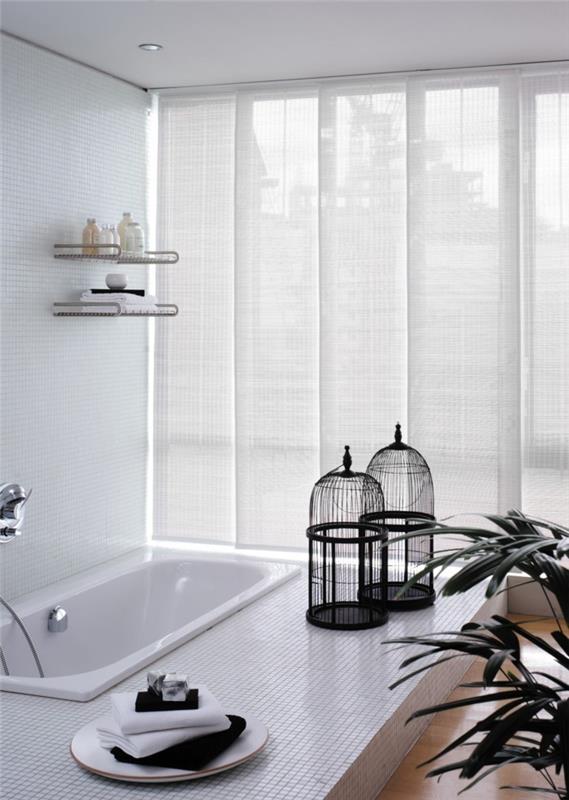 Panneau de rideaux salle de bain moderne intérieur blanc