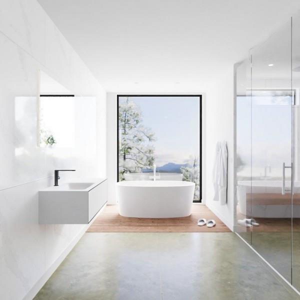 Umywalka wolnowisząca z szafką do stylowej łazienki, łazienki minimalistycznej i szykownej