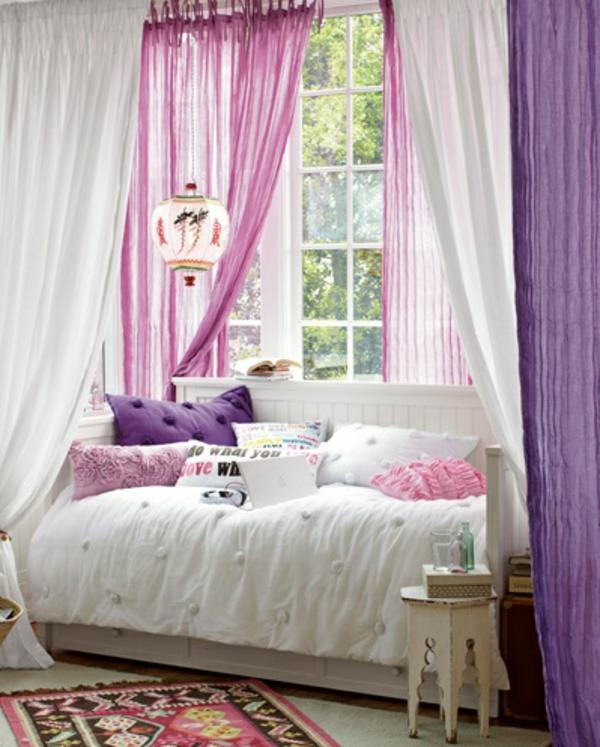 idées de rideaux modernes rideaux fenêtres design violet rose