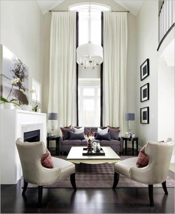 idées de rideaux modernes rideaux fenêtres lampes suspendues design