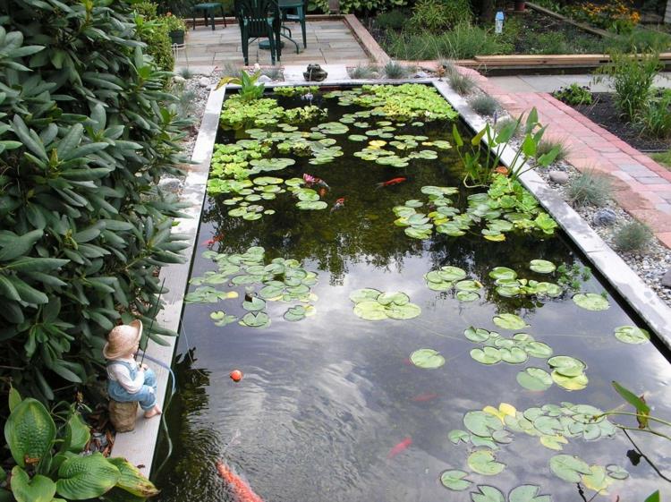 Étang de jardin photos d'idées de jardin japonais étang avec plantes aquatiques et poissons