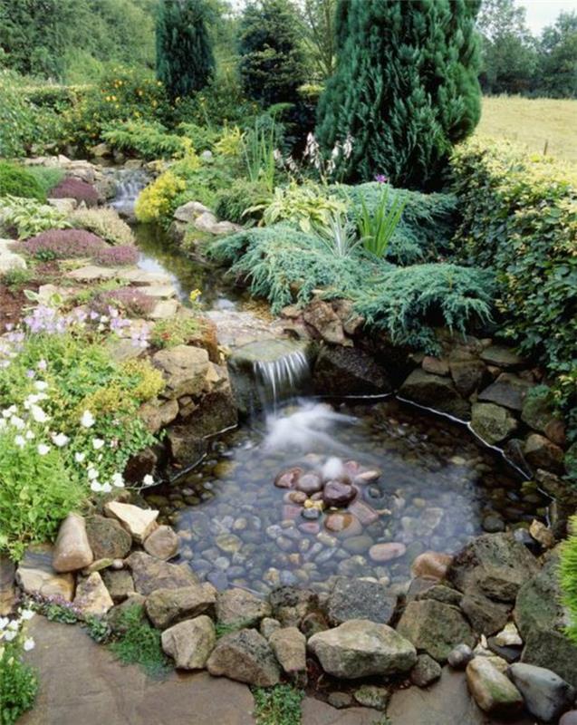 Bassins de jardin Images créent un étang Pierres de rivière Plantes