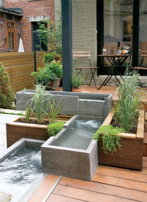 Étangs de jardin photos design de jardin moderne plancher en bois étang en béton