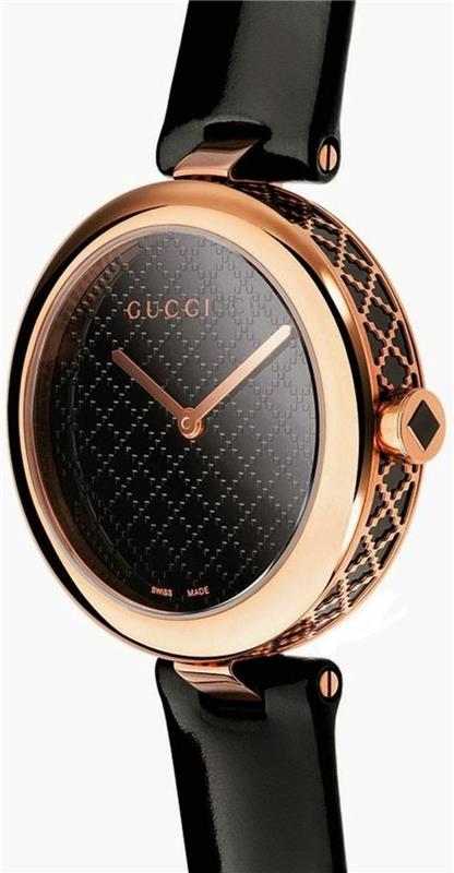 Gucci dames montres design élégant montre-bracelet en cuir dames noir