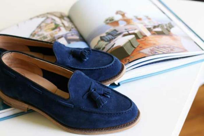 Moda męska buty jesienno-zimowe męskie niebieskie