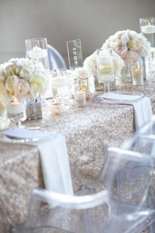Zrób sobie dekorację ślubną dekoracja stołu musujące szkło obrusowe