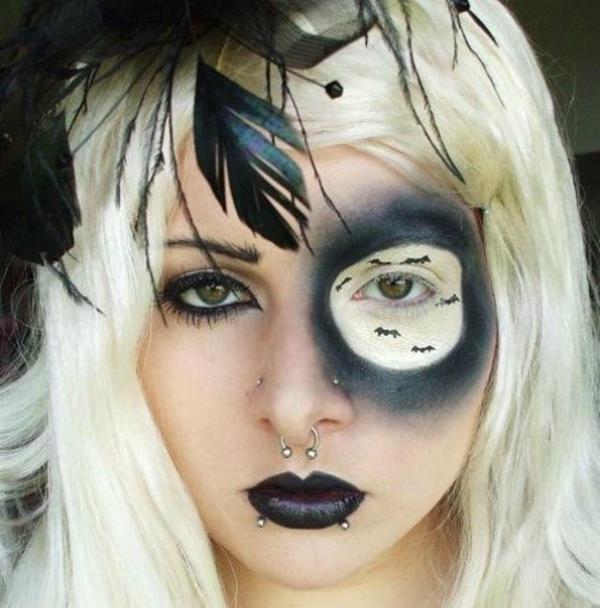 Horror makijaż twarzy Halloween pióra