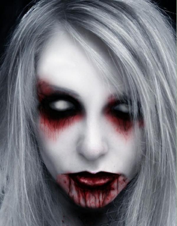 Horror twarz halloween białe włosy halloween białe włosy