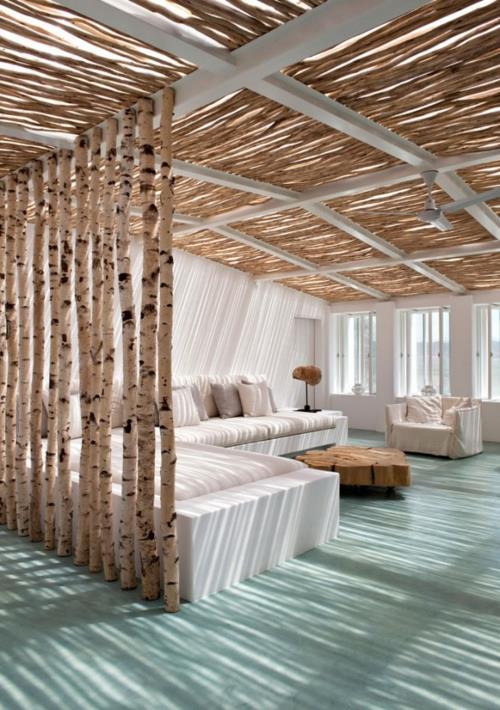 Domy z niesamowitymi projektami sufitów trzcinowa sofa narożna do salonu