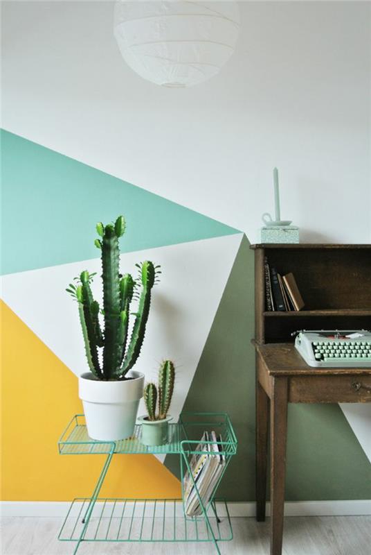 Idées pour la conception de murs créatifs avec des plantes d'intérieur de couleur cactus