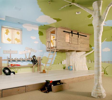 Kryte domy na drzewie fajna dekoracja ścienna do placu zabaw dla dzieci!