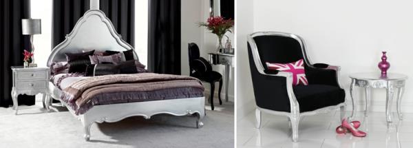 Design d'intérieur de style français tête de lit double fauteuil haut à côté de la table