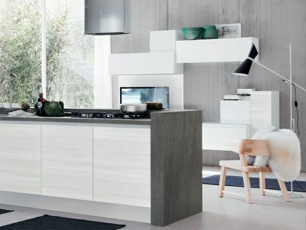 Projekt kuchni wbudowana wyspa kuchenna minimalistyczna