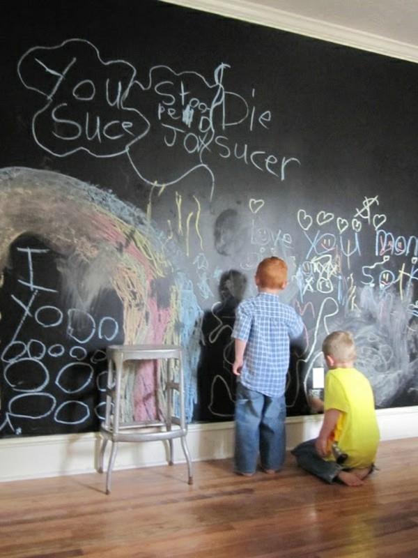 Chambre d'enfants lit superposé tableau noir peinture enfants peinture mur