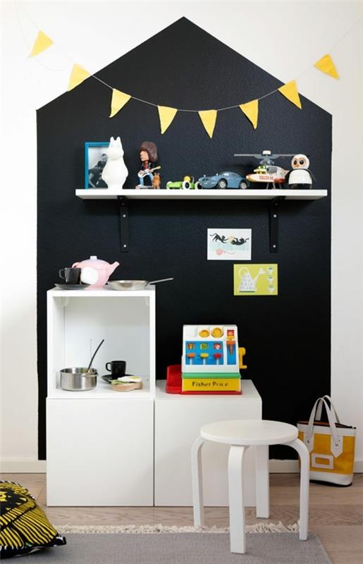 Chambre d'enfants cuisine pour enfants tableau peinture mur créatif design maison tableau noir feuille