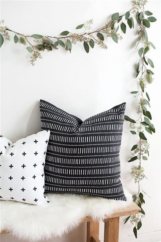 Housses de coussin cousues motif géométrique coussins de canapé noir blanc