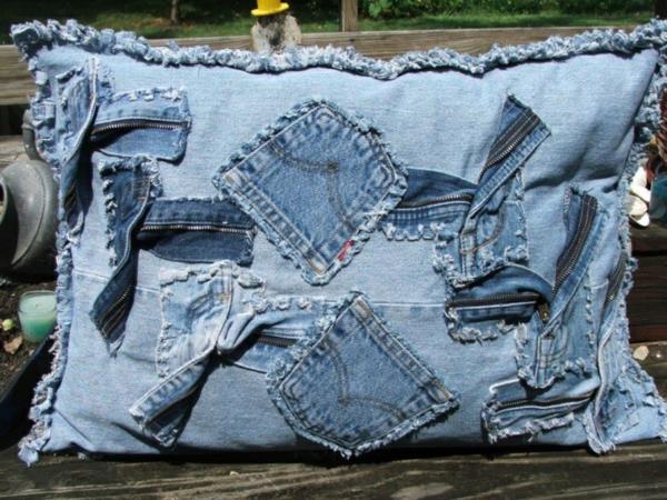 Housses de coussin en jeans, taies d'oreiller, restes de vêtements