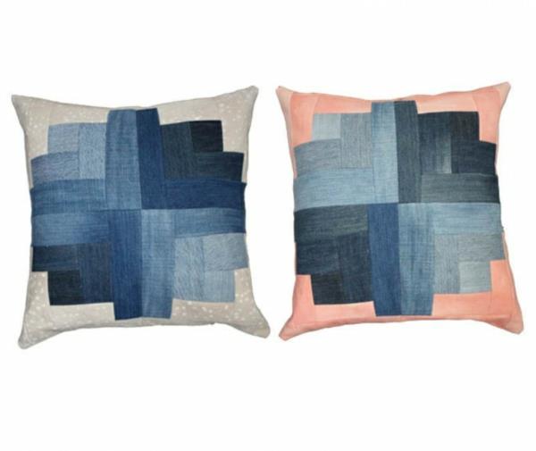 Housses de coussin en jean motif taies d'oreiller