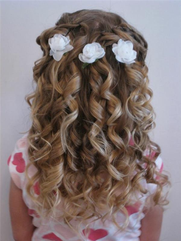Fryzury komunijne dziewczyny fryzury świąteczne akcesoria do włosów białe sztuczne kwiaty