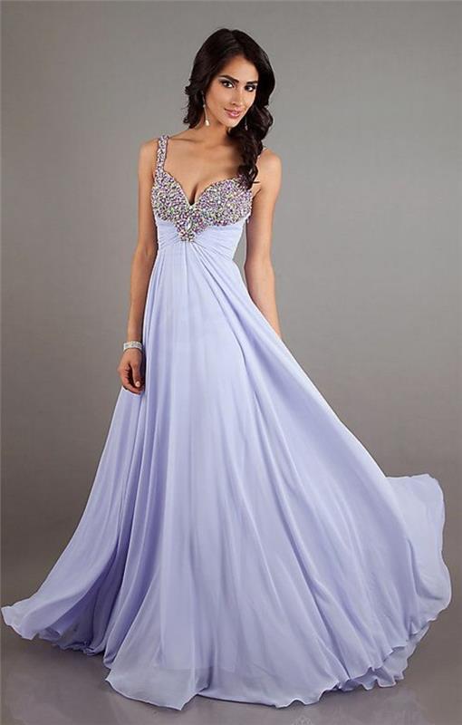 Długie piękne suknie wieczorowe fioletowe gładkie