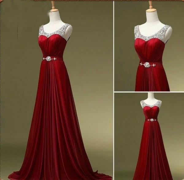 Długie suknie wieczorowe czerwone w stylu greckim