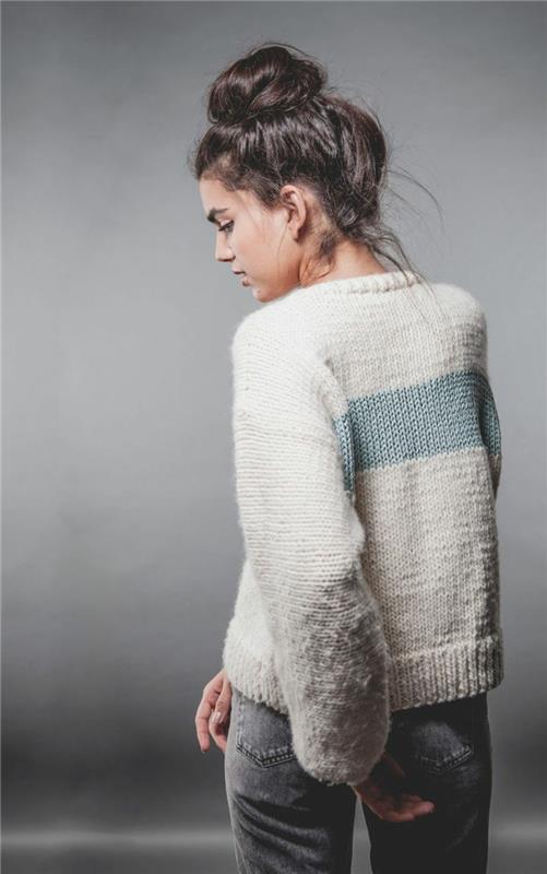 Pull long dames pull en tricot rayures