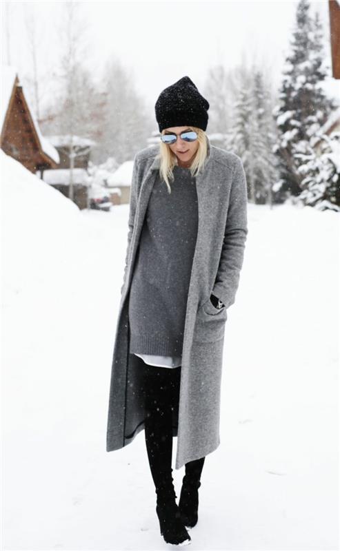 Pull long femme manteau d'hiver mode oversize gris