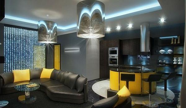 Appartement de luxe en jaune et noir