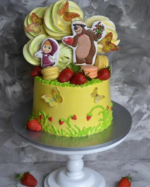Ciasto Masza i Niedźwiedź Ciasto z Motywem Ciasta Urodziny dla Dzieci Ciasto Truskawkowe