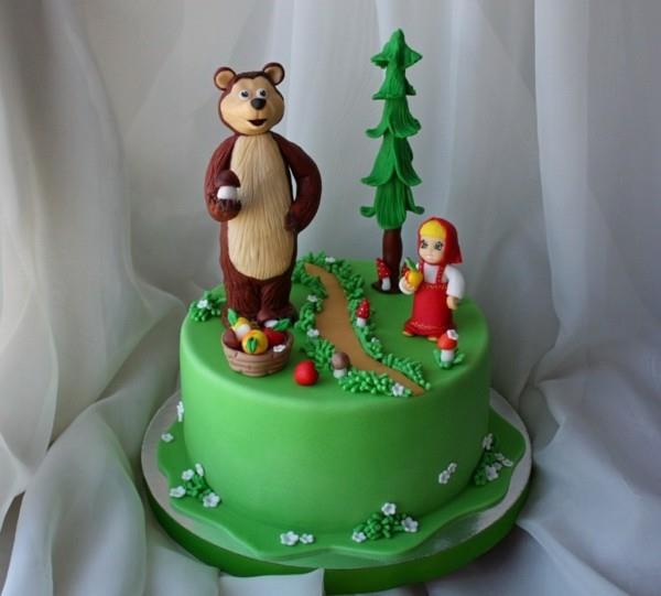 Ciasto Masza i Niedźwiedź Ciasto Z Motywem Ciasta Urodziny Dla Dzieci Kremówka Zielona