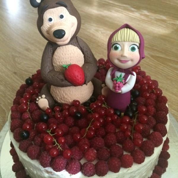 Ciasto Masza i Niedźwiedź Ciasto z Motywem Urodziny Dziecięce Ciasto Malinowe