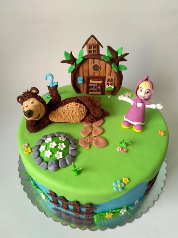 Ciasto Masza i Niedźwiedź Tort z motywem Urodziny dla dzieci Życie w lesie