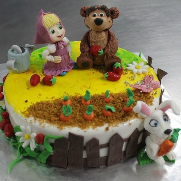 Ciasto Mascha i niedźwiedź motyw tort urodzinowy dla dzieci seria Mascha