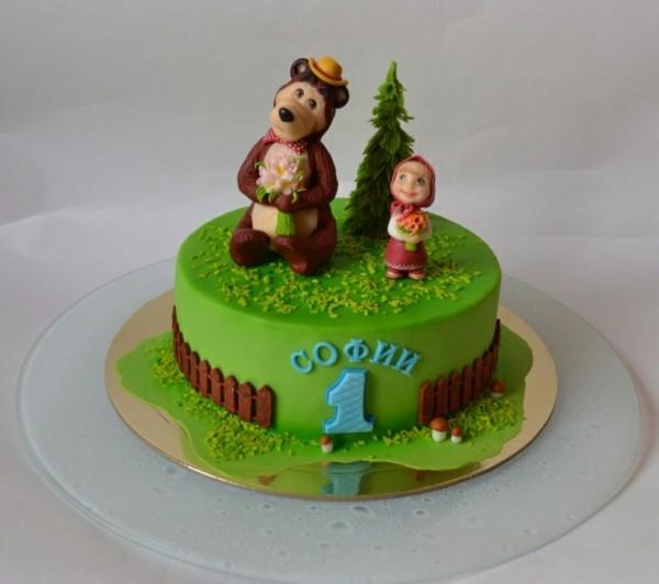 Tort Masza i Niedźwiedź tort urodzinowy dla dzieci Motywy Mascha i Niedźwiedź